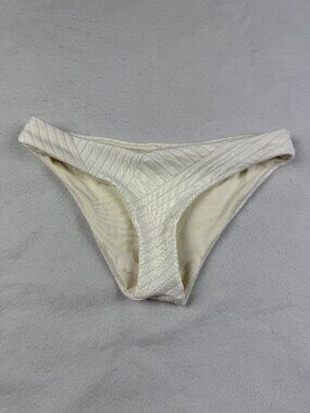 L*SPACE Cream Textured Stripe Bikini Bottom Size XS